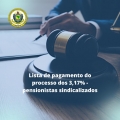Lista de pagamento do processo dos 3,17% - pensionistas sindicalizados